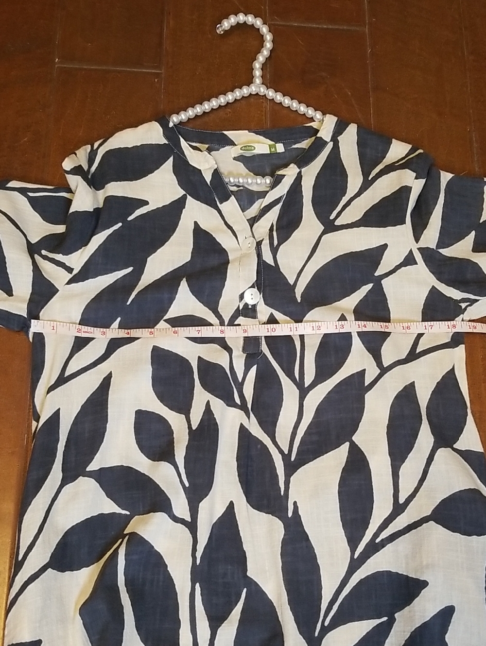 Dolma Navy Beige Tunic Georgia Bailey Cotton Dress Above Knee Pockets - Picture 10 of 14